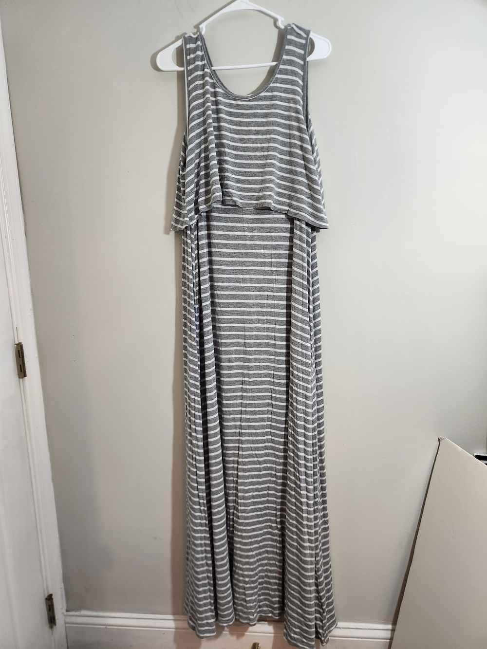 Latched Mama Striped Maxi Dress Sleeveless Breastfeeding Nursing Friendly Long